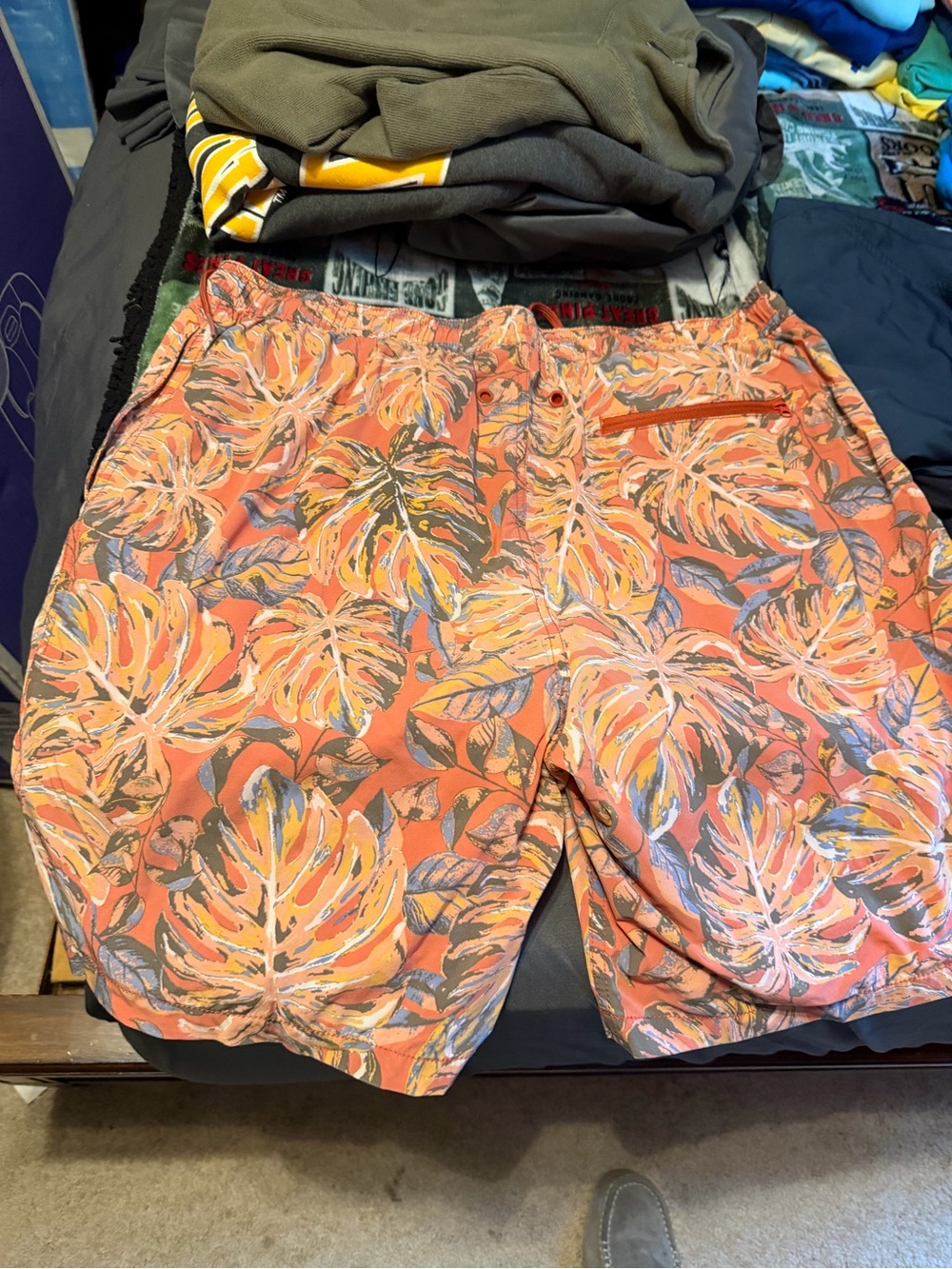 Kirkland Signature Coral Tropical Leaf Swim Trunks